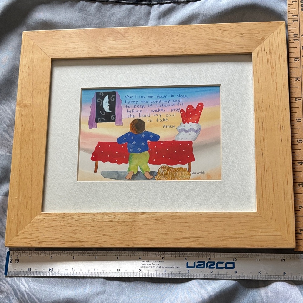 Child's Prayer Print in Wood Frame